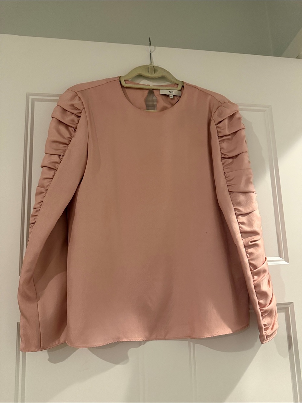 Tibi Blush Pink Ruched-Sleeve Blouse - size 00